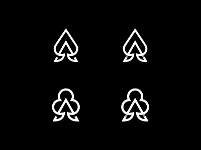 A + Ace of Spades and Ace of Clubs a ace branding casino clubs jkd jkdesign letter linelogo logo logotype monogram poker spades ui логотип