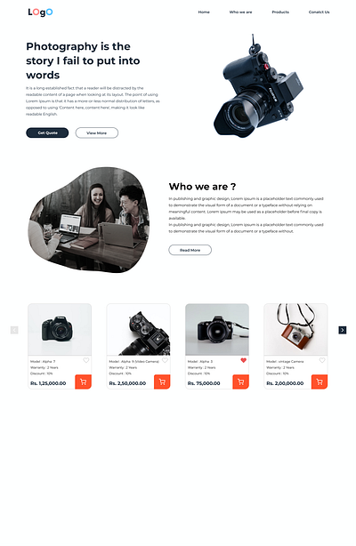 Landing Page for Camera website camera figma figmadesign landingpage ui uidesign