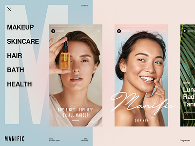 Manific Beauty Store beauty brand guidelines brand identity branding cosmetics design halo halo lab health identity logo logotype makeup packaging parfume smm social media soft store women