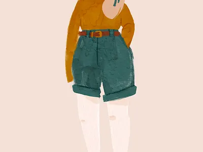 Girl Character Design 1 character design childrens illustration colored pencil digital gouache editorial editorial illustration girl character girl outfit gouache texture kids strong woman strong women teal turquoise woman character woman fashion woman outfit women character women fashion yellow ochre