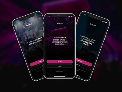 Senyor - Event app after hours app design mobile night onboarding simple ui ux walkthrough