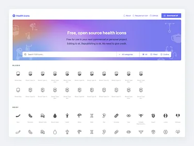 Healthicons.org Website icons open source website
