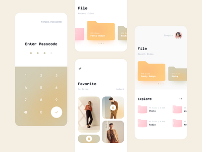 File Explorer app application clean details explore file file explorer file manager home ios lock minimal mobile music password ui ux video