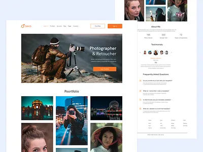 Photography Portfolio #35 camera clean hand header typography hero header illustration main navigation minimal mobile photographer portfolio soft color ui ui design ux ux ui photography ux design web web design website