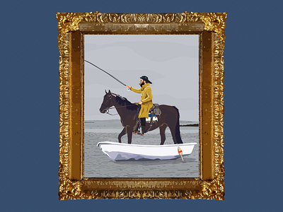 Horse Fishing absurd adobe adobe illustrator art belgium design drawing fine art fisherman fishing frame graphic design horse horse fishing illustration maine new england painting tradition visual art