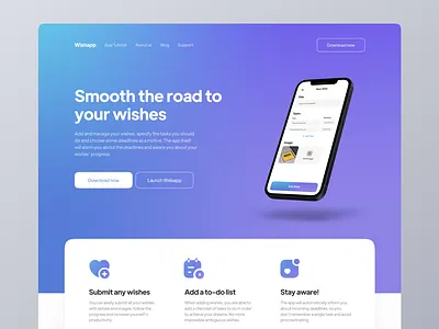 Wishlish Application Website UI application website blue gradient hero hero section hero section design introduction website mesh mesh gradient mobile mockup mockup ui uidesign web design website design website hero wishlist wishlist website