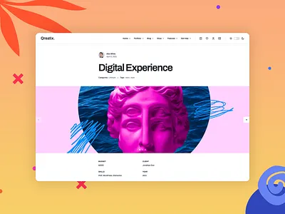 Qreatix – Portfolio WordPress Theme | Single Project animation app blog branding case study e commerce gallery interface portfolio project shop showcase simple store typography ui ux visual web website