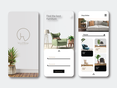 WoodVillage alphabet app branding design drawing font art furniture furniture app illustration image font logo mobile mobile app typogaphy ui web
