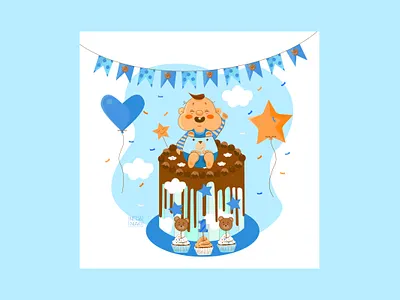 Happy Birthday 2d 2d art artwork baby baby boy character character design colors design flat happy birthday illustration illustrator vector