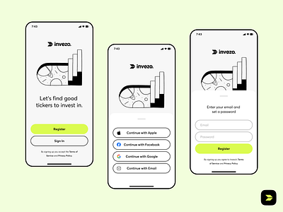 invezo Mobile App Redesign | Register | Fintech Company 2021 design adobe xd app clean fintech fintech app illustration login minimal mobile mobile app mobile ui modern register register process sign in ui ui design ux ux design