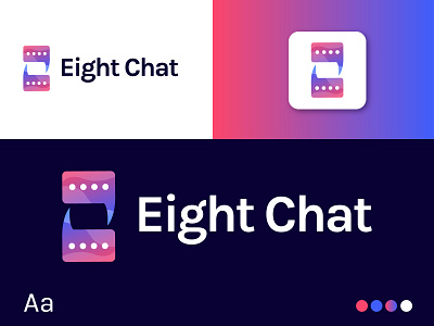 Eight Chat Modern Logo | Business Minimal Vivid Color Logo chat logo communication logo eight logo modern logo social media logo template vivid color