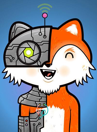 ROBOfox character graphic happy illustration robot