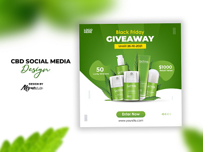 Cbd giveaway banner or social media design and instagram post ads banner ads design cbd eflyer hemp social media social