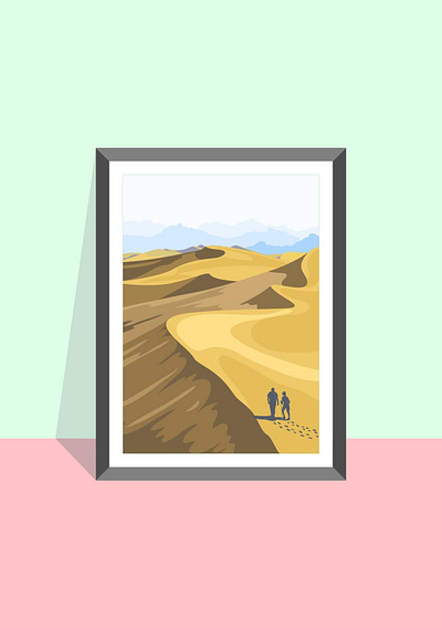 Desert dunes flatdesign flatposter illustration vector