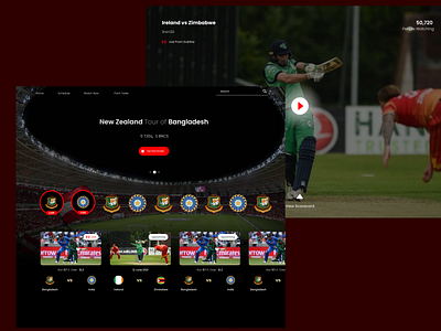 Live Sports cricket design icc t20 landing page landing pages live sports live tv sports app sports website ui website