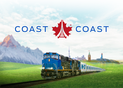 M-O Coast to Coast Supporting Logo branding canada coast design light house logo maple leaf mountain rudy sky skyline train transport trucking