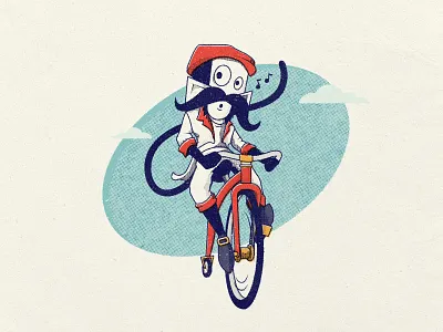 Monkey Farthing ape bicycle bike digital art dust and speckles funny illustrated illustration illustrator lol moneky moustache old school penny farthing retro textures vintage vintage print