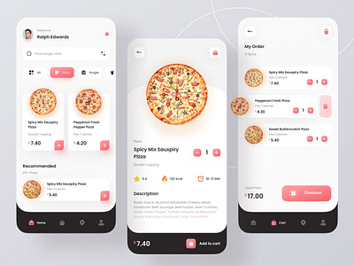 Food Order Apps 2021 branding clean design flat food gradient minimal minimalism minimalist mobile order pink pizza trend trend 2021 ui web web design white