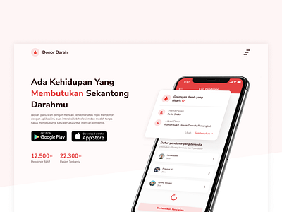 Donor Darah App landing page Design design simple uidesign uiux