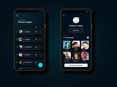 Fantasy League App design graphic design ui ux