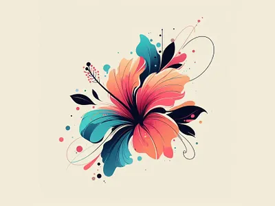 Hibiscus Illustration Art – Beautiful Floral Digital & Hand-Draw modern flower illustration