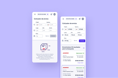 Cotizador Mobile card grid layout mobile ui