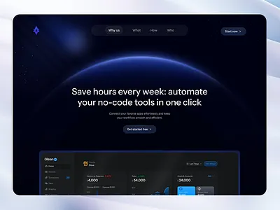 Dark blue hero header for a B2B SaaS design hero header ui