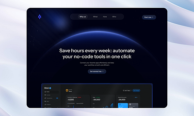 Dark blue hero header for a B2B SaaS design hero header ui