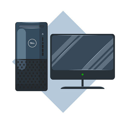 Flat illustration modern computer design, personal computer, pc computer