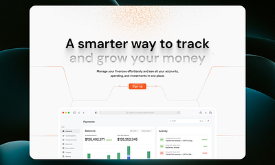 Original orange header for a money tracker SaaS saas ui