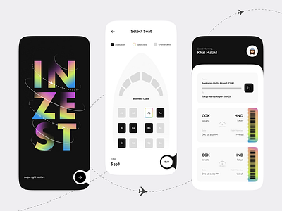 Inzest - Ticket Booking Mobile Apps booking card mobile app mobile apps plane ticket ticket booking tickets travel ui ui design uiux