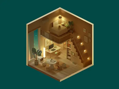 night 3d design illustration style