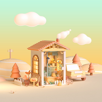 box house 3d graphic design