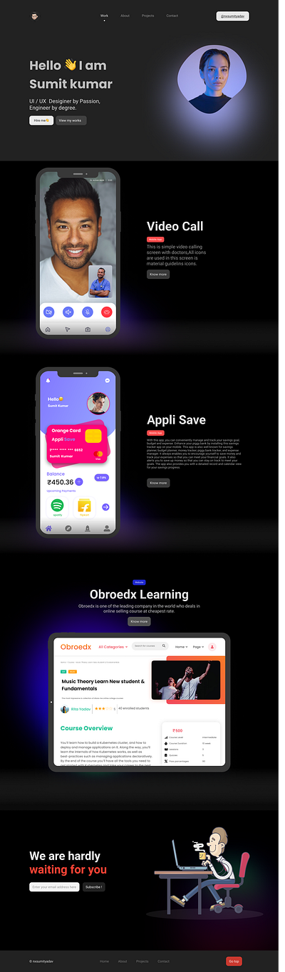 Portfolio website in dark mode branding dark design portfolio ui ux