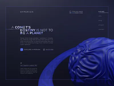 HYPERION - Planet Landing Page app branding design graphic design illustration landing logo moon planet saturn space typography ui ux vector venus website
