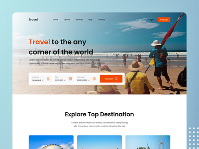 Travel Agency Web Exploration . adventure agency booking app clean ui destination explore homepage landing page travel agency travel app travel booking travel landing page travelling trip ui ui design uiux vacation web design website