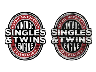 Singles & Twins badge custom engine lettering logo motorcycle single twin type typography vintage