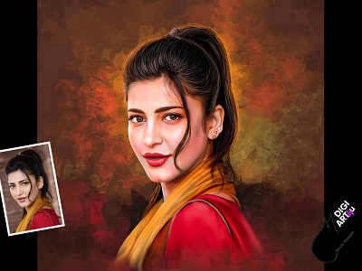 Digital Portrait of Shruti Haasan adobe photoshop digiart4u digital painting digital portrait indian actress oil painting effect photo painting portrait painting realistic painting shruti haasan smudge painting smudge photoshop