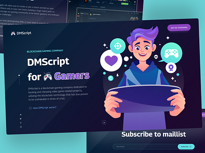 Blockchain gaming company Landing Page blockchain branding concept cryptocurrency design desktop illustration logo page ui ux website