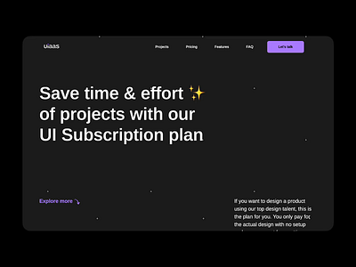 UIaaS Landing Page Concept dark mode dark theme design desktop interface landing page service ui ux web website