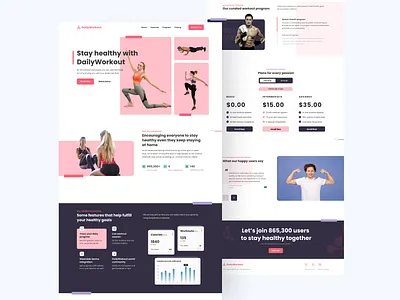 DailyWorkout - Online Workout Platform Landing Page clean exercise fitness fitness website health muscle platform sport website ui ui design web web design website workout workout website