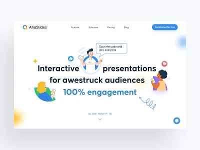 Hero section fun hero home interactive landing page online people presentation web design website