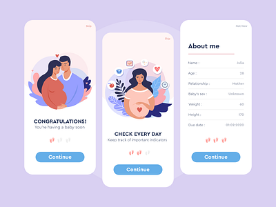 Pregnancy App Ui\Ux Design Works #1 app ui branding design flat ui design illustration logo pregnancy app ui desgin sample app ui ui ui design vector