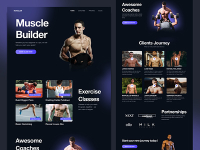 Musclen - Workout Studio Landing Page dark landing page ui website