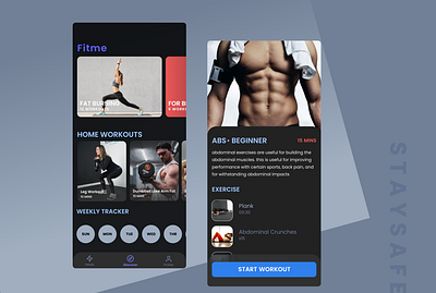 Workout app UI design adobexd appdesign design dribble explore figma fitme homeworkouts interface ui uidesign uiux user interface ux workout workout app