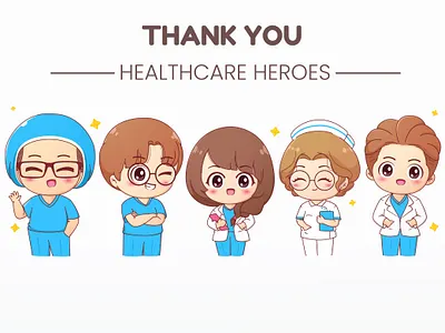 Thank you adorable branding cartoon character characterdesign design graphic design healthcare illustration logo medical paramedic superhero surgeon sweet team thank you vector workers