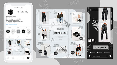 Monochrom Fashion Instagram Puzzle Promotion ads advertisement branding clothing fashion fashion advertisement feeds graphic design instagram feeds shop