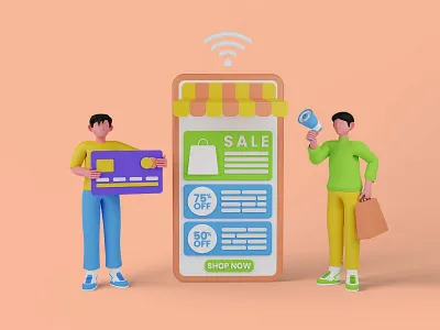 Shopping illustration 3d 3d character 3d illustrations 3d model 3d rendering blender business buy cart discount ecommerce gift illustration money sale service shopping