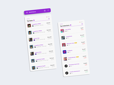 #DailyUI 47: Activity 047 activity app bitcoin crypto dailyui dailyui047 dailyui47 design figma nft ui