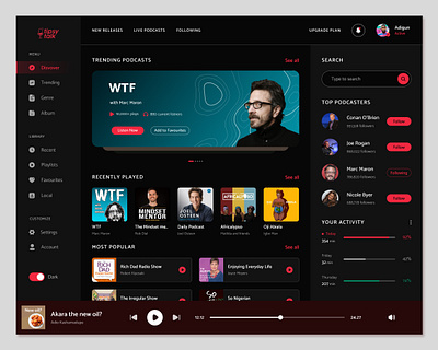 Dashboard for podcast platform design